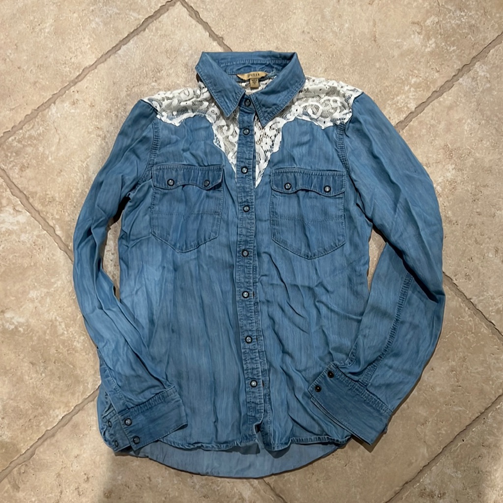 Jean Lace Button Down